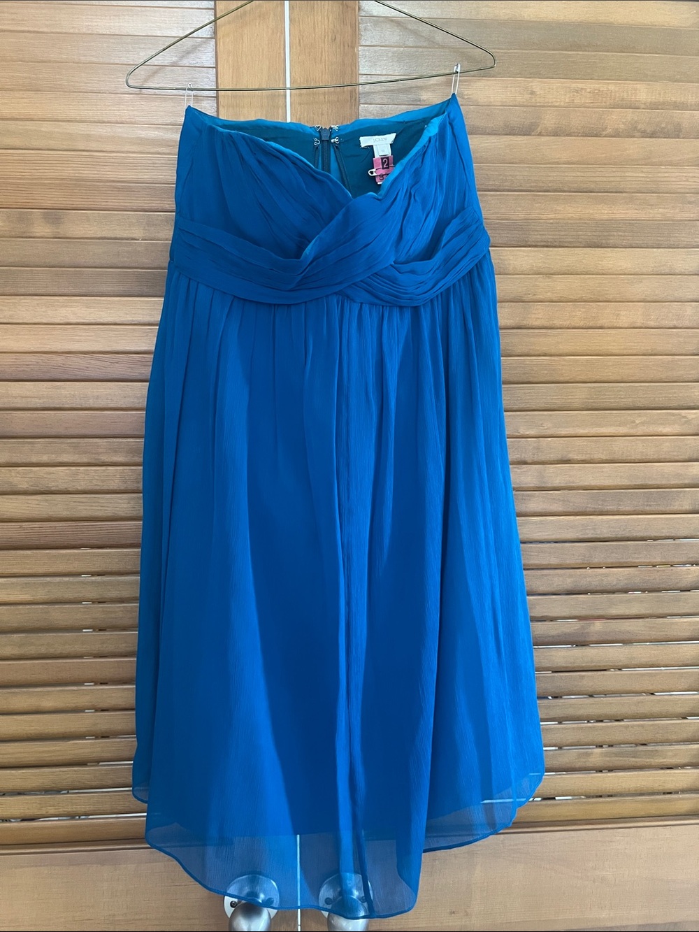 J. Crew Teal Blue Pleated Silk Sleeveless Dress